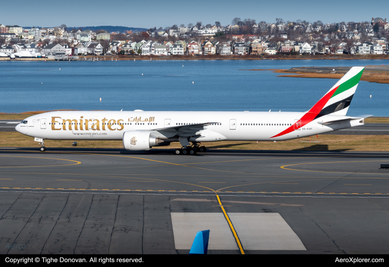 Photo of A6-QF - Emirates Boeing 777-300ER at BOS on AeroXplorer Aviation Database