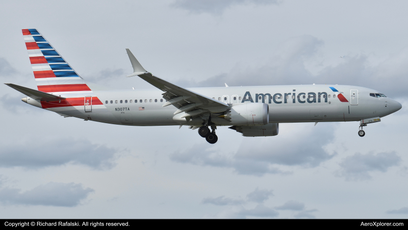 Photo of N307TA - American Airlines Boeing 737 MAX 8 at PHX on AeroXplorer Aviation Database