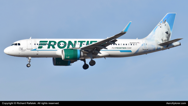Photo of N305FR - Frontier Airlines Airbus A320NEO at PHX on AeroXplorer Aviation Database
