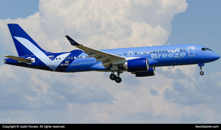 Photo of N233BZ - Breeze Airways Airbus A220-300 at KTPA on AeroXplorer Aviation Database