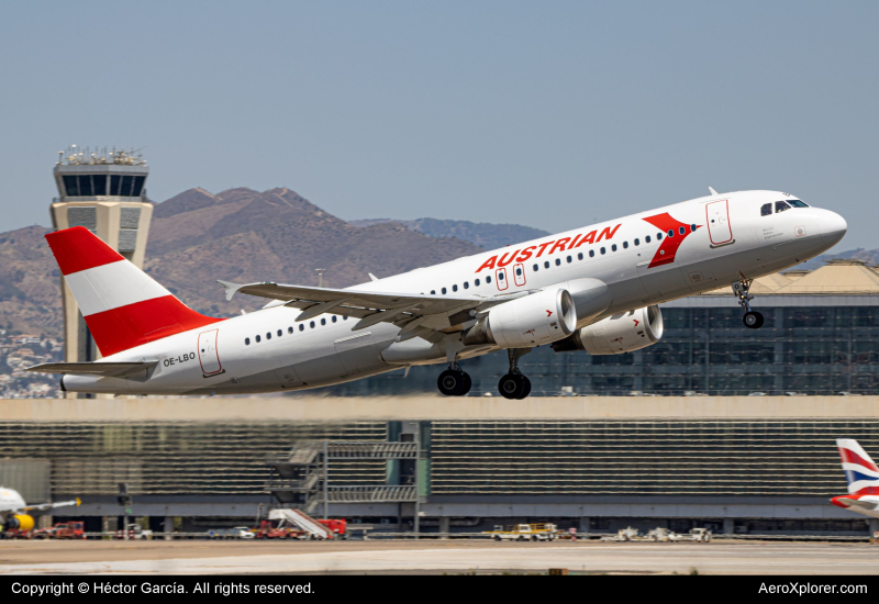 Photo of OE-LBO - Austrian Airlines Airbus A320 at AGP on AeroXplorer Aviation Database