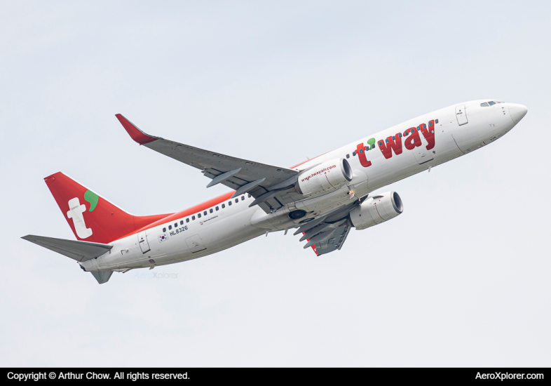 Photo of HL8326 - T'way Air Boeing 737-800 at HKG on AeroXplorer Aviation Database