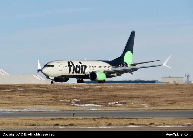 Photo of C-FLEJ - Flair Airlines Boeing 737 MAX 8 at YYC on AeroXplorer Aviation Database