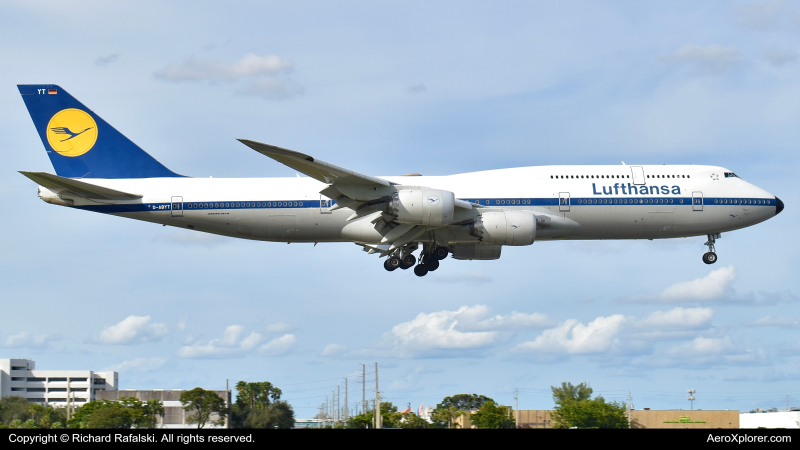 Photo of D-ABYT - Lufthansa Boeing 747-8i at MIA on AeroXplorer Aviation Database