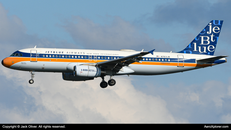 Photo of N763JB - JetBlue Airways Airbus A320-200 at MCO on AeroXplorer Aviation Database