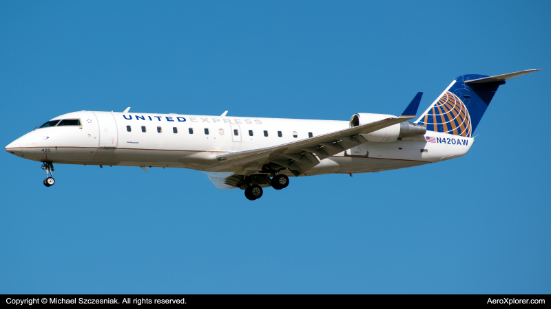 Photo of N420AW - United Express Mitsubishi CRJ-200 at ORD on AeroXplorer Aviation Database