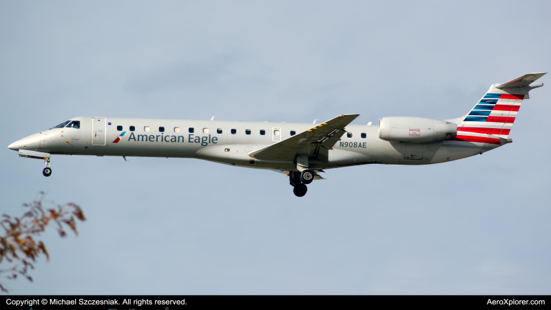 Photo of N908AE - American Eagle Embraer ERJ145 at ORD on AeroXplorer Aviation Database
