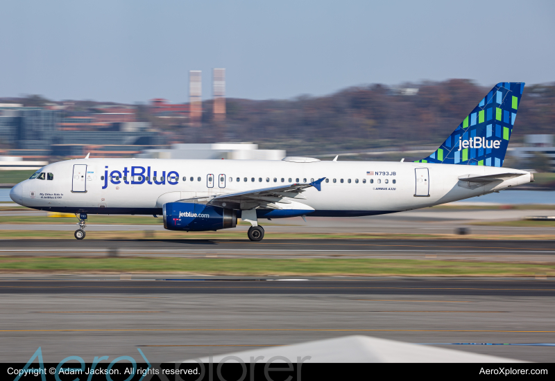 Photo of N793JB - JetBlue Airways Airbus A320 at DCA on AeroXplorer Aviation Database