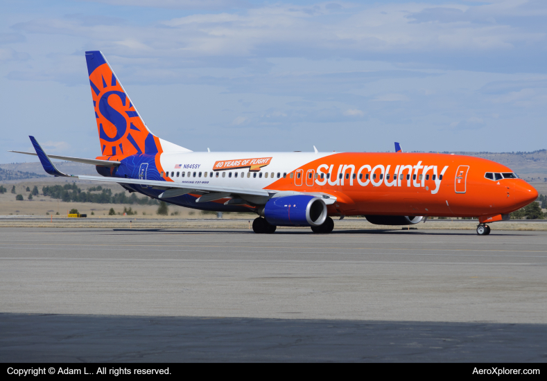 Photo of N845SY - Sun Country Airlines Boeing 737-800 at BIL on AeroXplorer Aviation Database