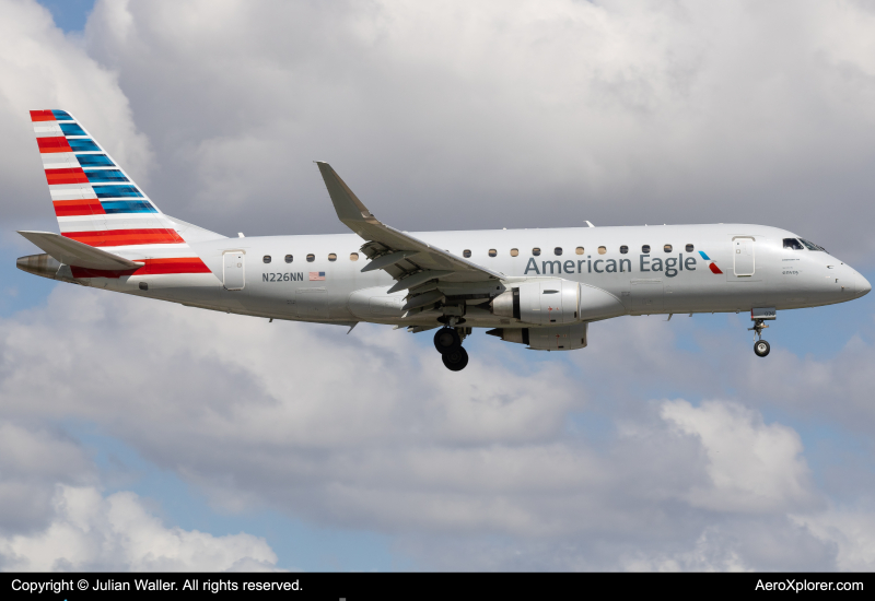 Photo of N226NN - American Eagle Embraer E175 at MIA on AeroXplorer Aviation Database