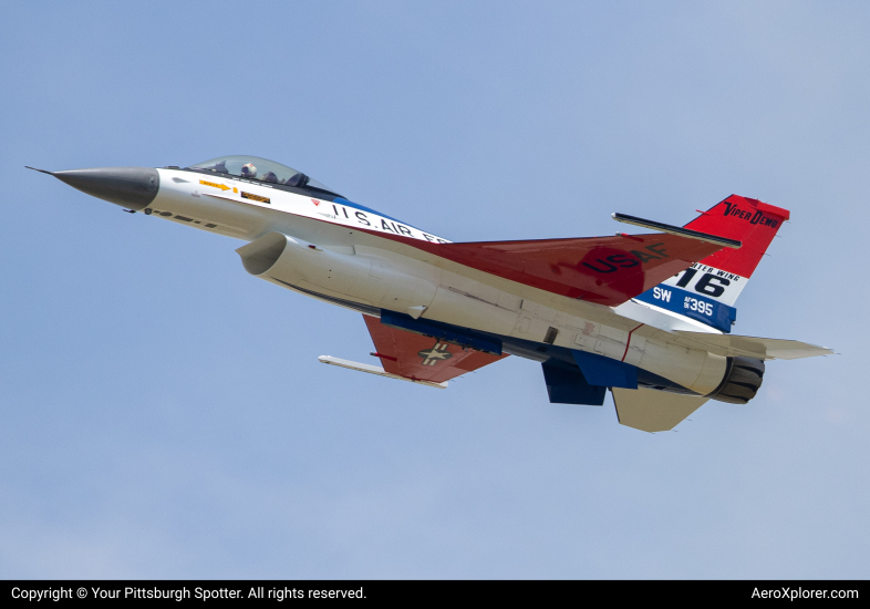 Photo of 91-0395  - USAF - United States Air Force General Dynamics F-16 Fighting Falcon at DAY on AeroXplorer Aviation Database