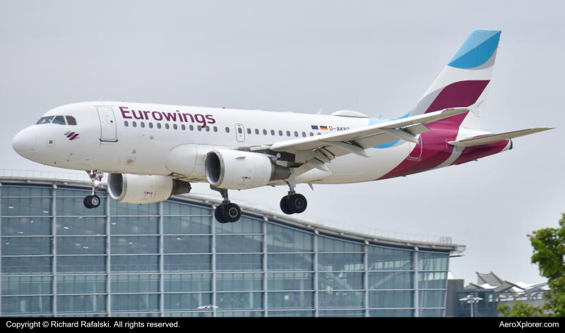 Photo of D-AKNT - Eurowings Airbus A319 at LHR on AeroXplorer Aviation Database