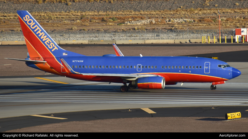 Photo of N774SW - Southwest Airlines Boeing 737-700 at PHX on AeroXplorer Aviation Database