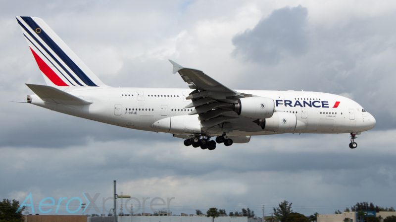 Photo of F-HPJE - Air France Airbus A380-800 at MIA on AeroXplorer Aviation Database