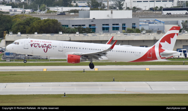 Photo of C-GJTX - Air Canada Rouge Airbus A321-200 at FLL on AeroXplorer Aviation Database