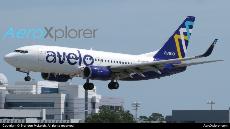 Photo of N701VL - Avelo Airlines Boeing 737-700 at DAB on AeroXplorer Aviation Database