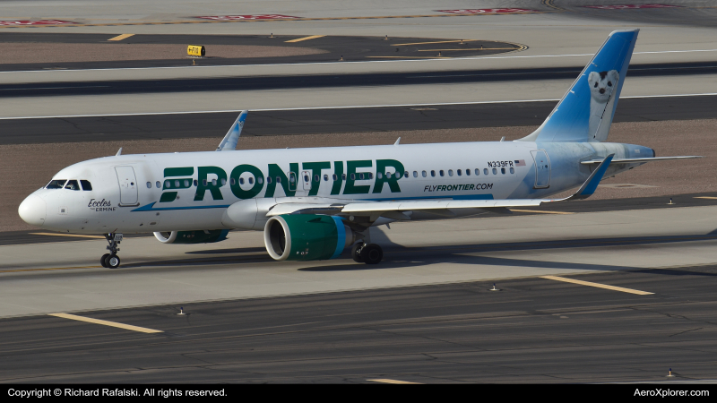 Photo of N339FR - Frontier Airlines Airbus A320NEO at PHX on AeroXplorer Aviation Database