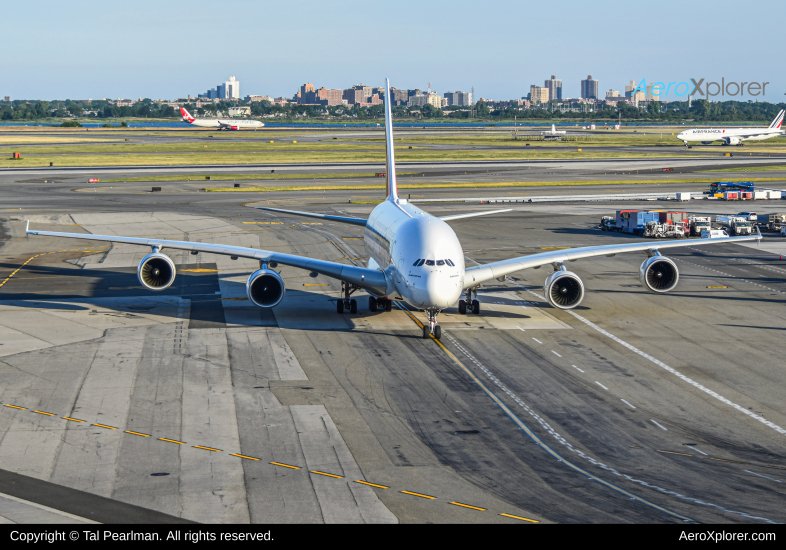 Photo of A6-EEY - Emirates Airbus A380-800 at JFK on AeroXplorer Aviation Database