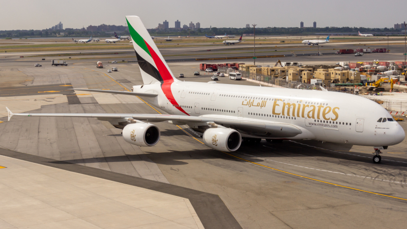 Photo of A6-EVE - Emirates Airbus A380-800 at JFK on AeroXplorer Aviation Database
