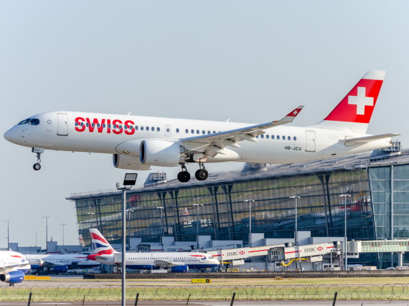 Photo of HB-JCU - Swiss International Air Lines Airbus A220-300 at LHR on AeroXplorer Aviation Database