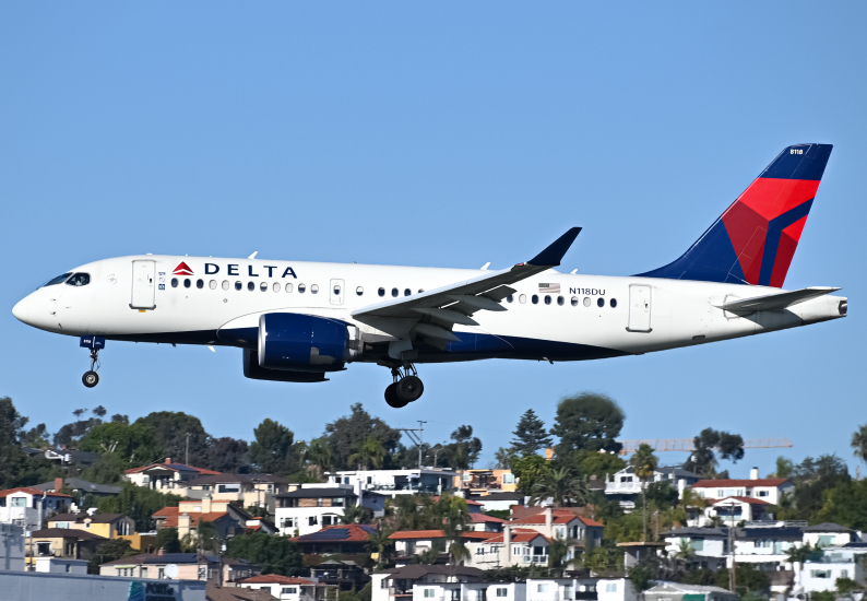 Photo of N118DU - Delta Airlines Airbus A220-100 at SAN on AeroXplorer Aviation Database