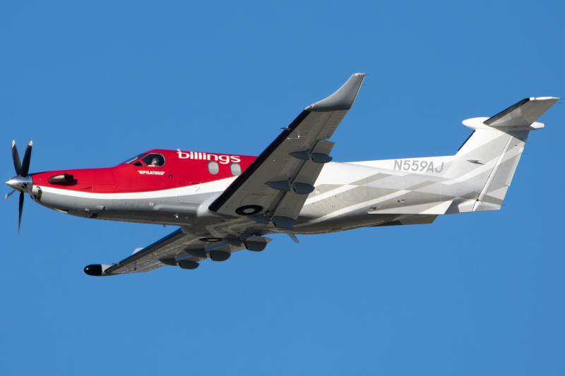 Photo of N559AJ - Billings Flying Service Pilatus PC-12 at SJC on AeroXplorer Aviation Database