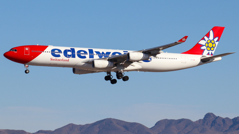 Photo of HB-JME - Edelweiss Air Airbus A340-300 at LAS on AeroXplorer Aviation Database