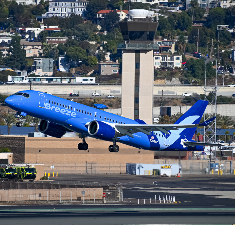 Photo of N235BZ - Breeze Airways Airbus A220-300 at SAN on AeroXplorer Aviation Database