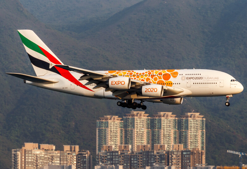 Photo of A6-EOV - Emirates Airbus A380-800 at HKG on AeroXplorer Aviation Database