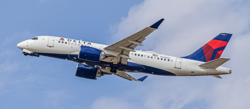 Photo of N128DU - Delta Airlines  Airbus A220-100 at DEN on AeroXplorer Aviation Database