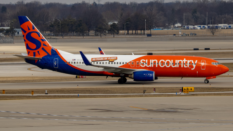 Photo of N834SY - Sun Country Airlines Boeing 737-800 at IND on AeroXplorer Aviation Database