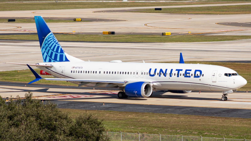Photo of N77573 - United Airlines Boeing 737 MAX 9 at TPA on AeroXplorer Aviation Database