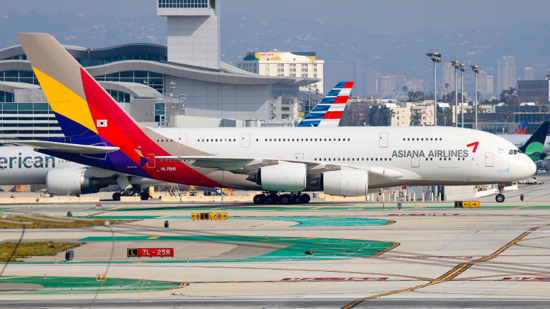 Photo of HL7641 - Asiana Airlines Airbus A380-800 at LAX on AeroXplorer Aviation Database