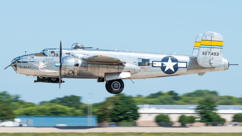 Photo of N27493 - PRIVATE  North American B-25 at OSH on AeroXplorer Aviation Database
