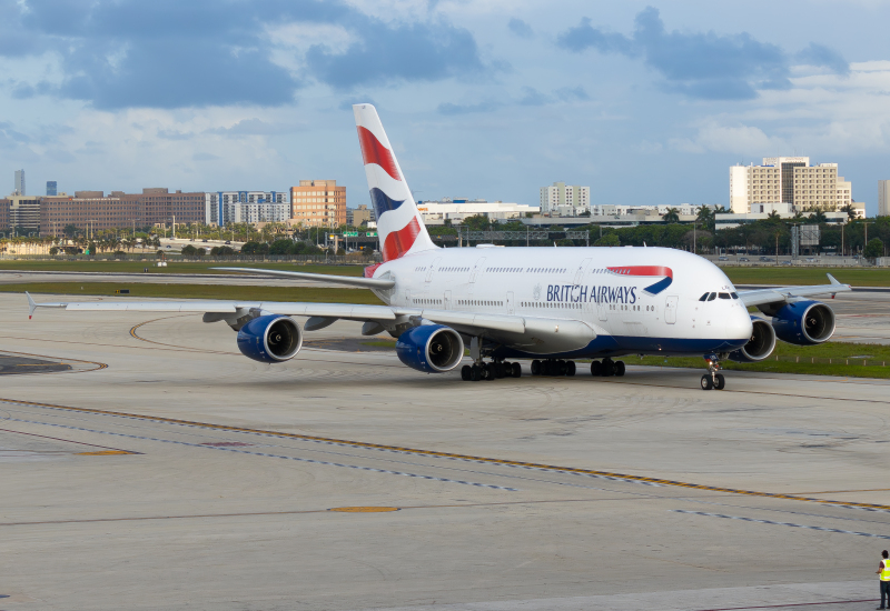 Photo of G-XLEK - British Airways Airbus A380-800 at MIA on AeroXplorer Aviation Database