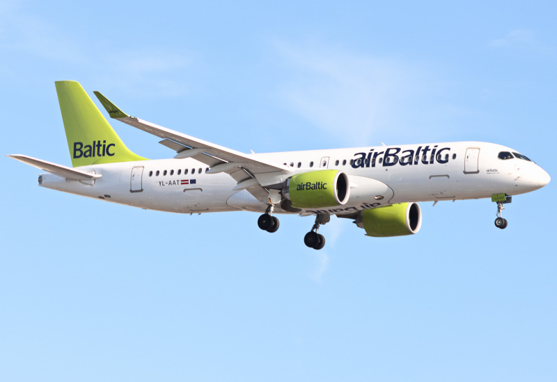 Photo of YL-AAT - Air Baltic Airbus A220-300 at LHR on AeroXplorer Aviation Database