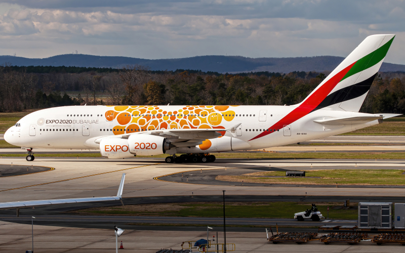 Photo of A6-EOU - Emirates Airbus A380-800 at IAD on AeroXplorer Aviation Database