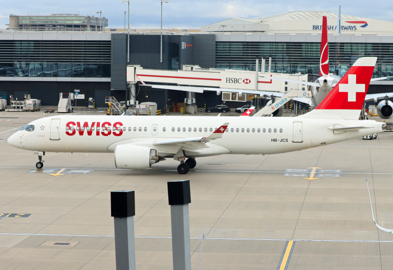 Photo of HB-JCS - Swiss International Air Lines Airbus A220-300 at LHR on AeroXplorer Aviation Database