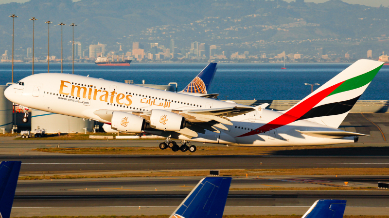 Photo of A6-EVE - Emirates Airbus A380-800 at SFO on AeroXplorer Aviation Database