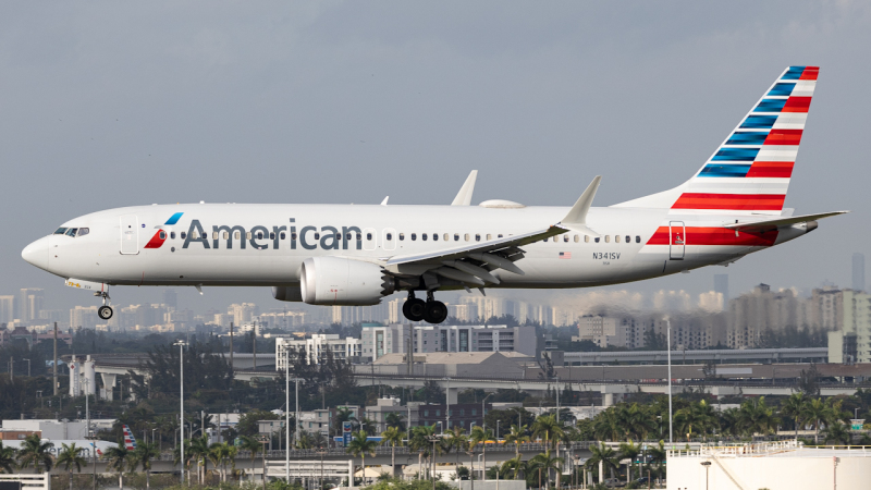 Photo of N341SV - American Airlines Boeing 737 MAX 8 at MIA on AeroXplorer Aviation Database