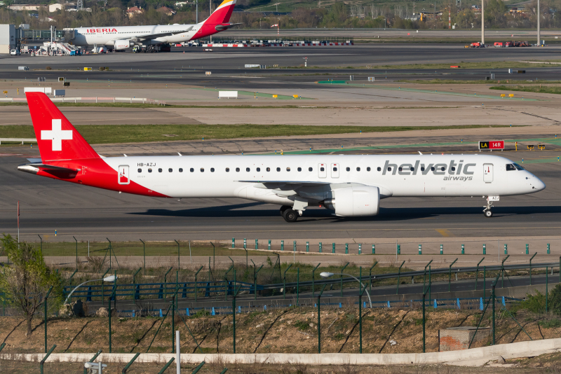 Photo of HB-AZJ - Helvetic Airways Embraer E195-E2 at MAD on AeroXplorer Aviation Database