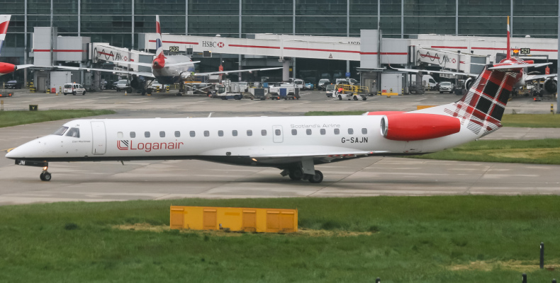 Photo of G-SAJN - Loganair Embraer ERJ-145EP at LHR on AeroXplorer Aviation Database