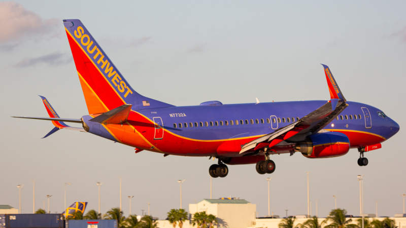 Photo of N7732A - Southwest Airlines Boeing 737-800 at MIA on AeroXplorer Aviation Database