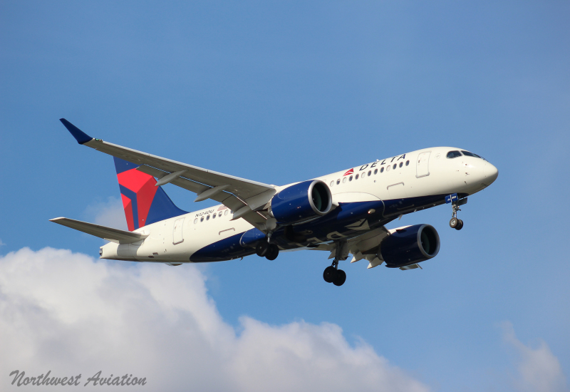 Photo of N124DU - Delta Airlines Airbus A220-100 at SEA on AeroXplorer Aviation Database
