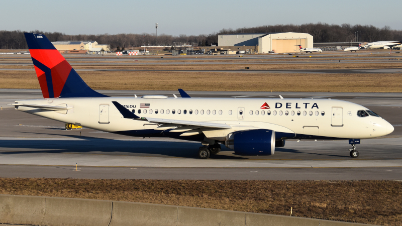 Photo of N116DU - Delta Airlines Airbus A220-100 at DTW on AeroXplorer Aviation Database