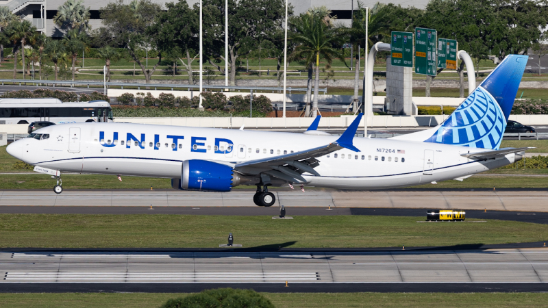 Photo of N17264 - United Airlines Boeing 737 MAX 8 at TPA on AeroXplorer Aviation Database