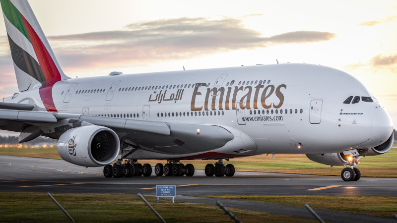 Photo of A6-EUV - Emirates Airbus A380-800 at CHC on AeroXplorer Aviation Database