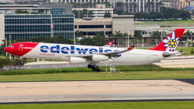 Photo of HB-JME - Edelweiss Air Airbus A340-300 at TPA  on AeroXplorer Aviation Database